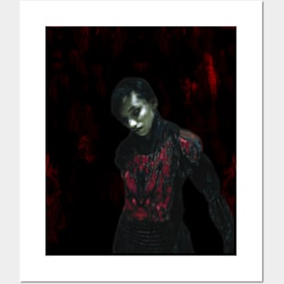 Beautiful girl. Dark sci-fi, fantasy. So cool. Red. Dim lightings on suit. Posters and Art